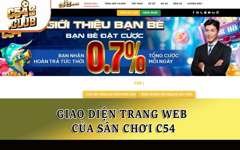 Giao diện trang web của sân chơi C54